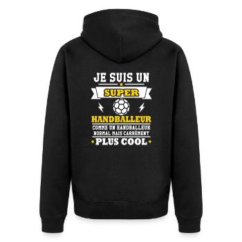Je suis un super handballeur - Veste à capuche bio Premium Unisexe - noir - Dos - Nico (187cm)