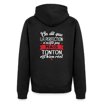Tonton parfait, Cadeau humour tonton - Veste à capuche bio Premium Unisexe - noir - Dos - Nico (187cm)