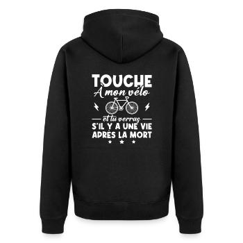 Touche à mon vélo humour cadeau pour cyclistes - Veste à capuche bio Premium Unisexe - noir - Dos - Nico (187cm)