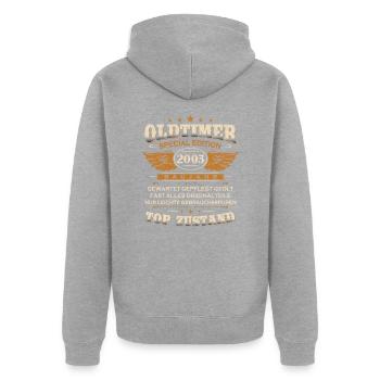 Oldtimer Baujahr 2003 Geboren Jahrgang Geburtstag - Unisex Premium Bio Zip Hoodie - Grau meliert - Hinten - Nico (187cm)