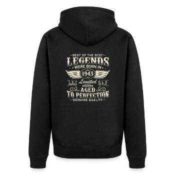 Vintage Legends Born 1943 Vintage BirthdayJ - Unisex Premium Organic Zip Hoodie - black - Back - Nico (187cm)