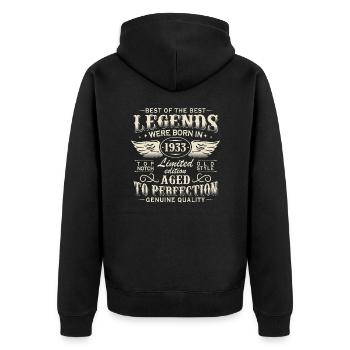 Jahrgang Legenden Geboren 1933 Vintage Geburtstag - Unisex Premium Bio Zip Hoodie - Schwarz - Hinten - Nico (187cm)