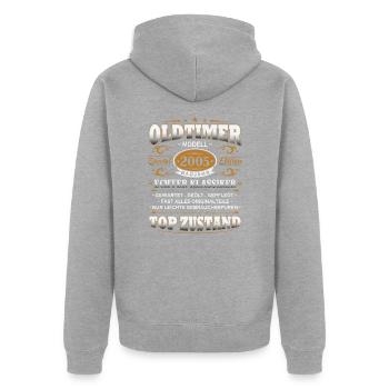 Oldtimer Baujahr 2005 Jahrgang Geburtstag Geschenk - Unisex Premium Bio Zip Hoodie - Grau meliert - Hinten - Nico (187cm)
