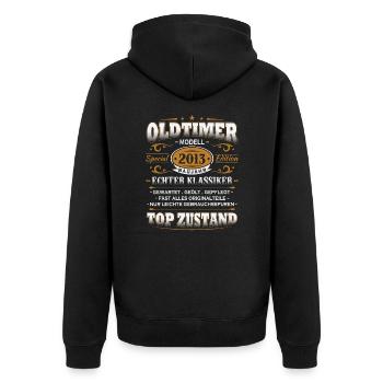 Oldtimer Baujahr 2013 Jahrgang Geburtstag Geschenk - Unisex Premium Bio Zip Hoodie - Schwarz - Hinten - Nico (187cm)