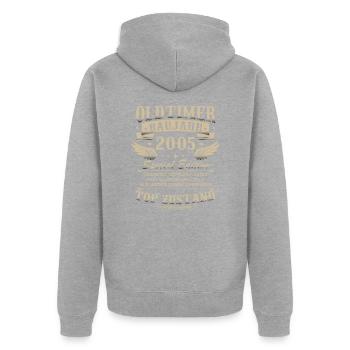 Oldtimer Baujahr 2005 Jahrgang Geburtstag Geschenk - Unisex Premium Bio Zip Hoodie - Grau meliert - Hinten - Nico (187cm)