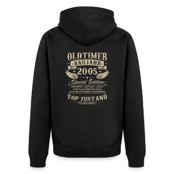 Oldtimer Baujahr 2005 Jahrgang Geburtstag Geschenk - Unisex Premium Bio Zip Hoodie - Schwarz - Hinten - Nico (187cm)