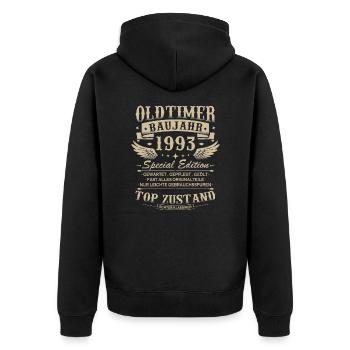 Oldtimer Baujahr 1993 Jahrgang Geburtstag Geschenk - Unisex Premium Bio Zip Hoodie - Schwarz - Hinten - Nico (187cm)