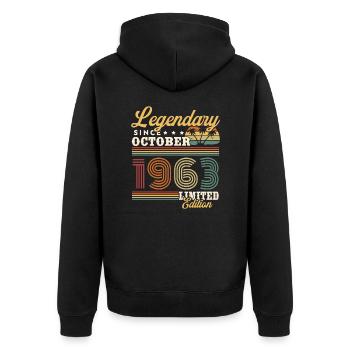 Legendär seit Oktober 1963 Vintage Geschenk - Unisex Premium Bio Zip Hoodie - Schwarz - Hinten - Nico (187cm)