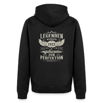 Legenden Wurden 1933 Geboren Geburtstag Geschenk - Unisex Premium Bio Zip Hoodie - Schwarz - Hinten - Nico (187cm)