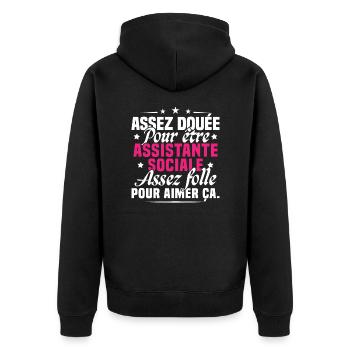 Assistante Sociale Métier Humour Cadeau Femme - Veste à capuche bio Premium Unisexe - noir - Dos - Nico (187cm)