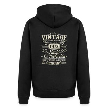 1973 Jahrgang 50 Jahre Geburtstag - Unisex Premium Bio Zip Hoodie - Schwarz - Hinten - Nico (187cm)