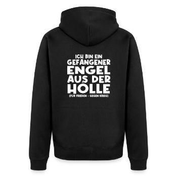 Gefallener Engel aus der Hölle - Unisex Premium Bio Zip Hoodie - Schwarz - Hinten - Nico (187cm)