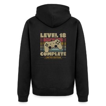 Niveau 18 complete - Veste à capuche bio Premium Unisexe - noir - Dos - Nico (187cm)