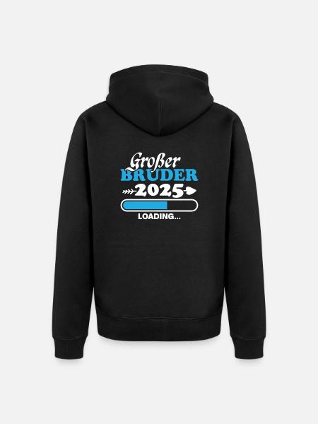 Großer Bruder 2025 - Unisex Premium Bio Zip Hoodie - Schwarz