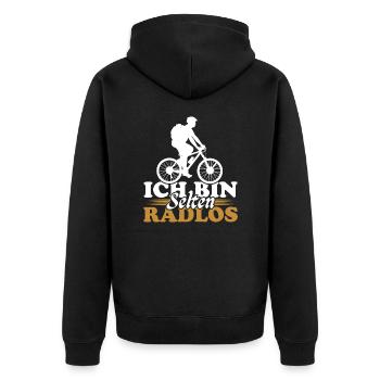 Ich Bin Selten Radlos Fahrrad Fahrradfahrer Männer - Unisex Premium Bio Zip Hoodie - Schwarz - Hinten - Nico (187cm)