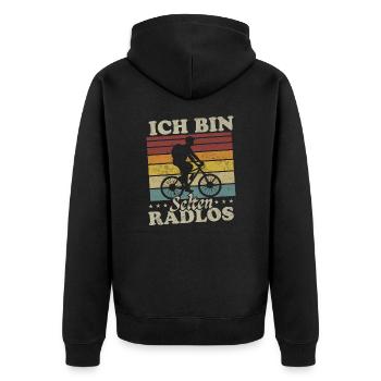 Ich Bin Selten Radlos Fahrrad Fahrradfahrer Männer - Unisex Premium Bio Zip Hoodie - Schwarz - Hinten - Nico (187cm)