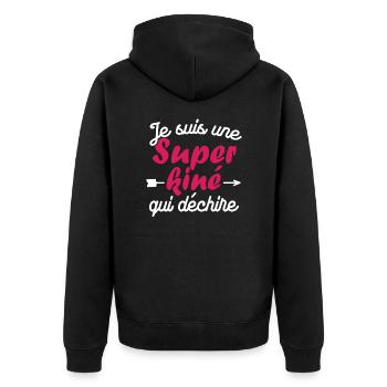 Je suis une Super kiné qui déchire - Veste à capuche bio Premium Unisexe - noir - Dos - Nico (187cm)