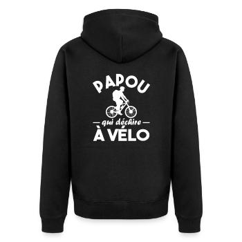 Papou qui déchire à Vélo - Veste à capuche bio Premium Unisexe - noir - Dos - Nico (187cm)