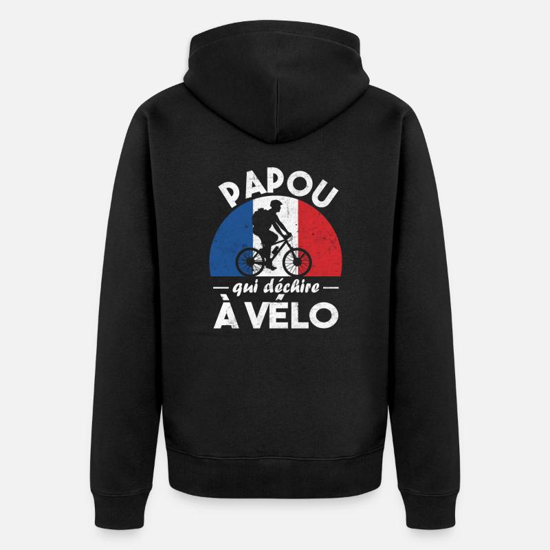 Papou qui déchire à Vélo - Veste à capuche bio Premium Unisexe - noir