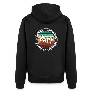 Papy homme original légende grand père cadeau - Veste à capuche bio Premium Unisexe - noir - Dos - Nico (187cm)