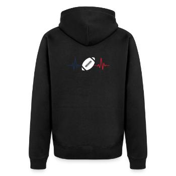 Rugby Heartbeat Rugby Player - Unisex Premium Organic Zip Hoodie - black - Back - Nico (187cm)