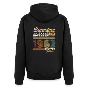 Legendär seit November 1963 Vintage Geschenk - Unisex Premium Bio Zip Hoodie - Schwarz - Hinten - Nico (187cm)