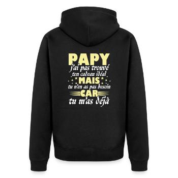 Papy j ai pas trouvé ton cadeau idéal - Veste à capuche bio Premium Unisexe - noir - Dos - Nico (187cm)