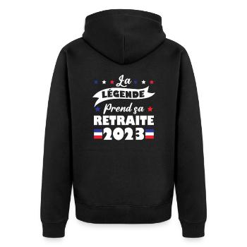 La Légende Prend Sa Retraite 2023 Humour Cadeau - Veste à capuche bio Premium Unisexe - noir - Dos - Nico (187cm)