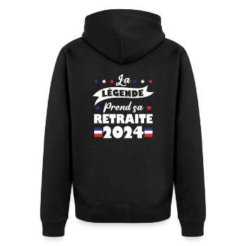 La Légende Prend Sa Retraite 2024 Humour Cadeau - Veste à capuche bio Premium Unisexe - noir - Dos - Nico (187cm)