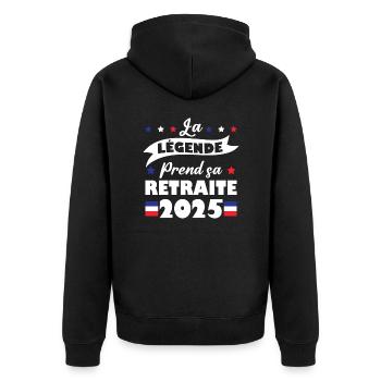 La Légende Prend Sa Retraite 2025 Humour Cadeau - Veste à capuche bio Premium Unisexe - noir - Dos - Nico (187cm)