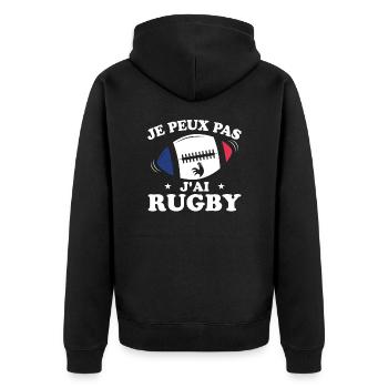 Je Peux Pas J'ai Rugby Humour Cadeau - Veste à capuche bio Premium Unisexe - noir - Dos - Nico (187cm)
