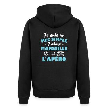 Je suis un mec simple j aime marseille et l apéro - Veste à capuche bio Premium Unisexe - noir - Dos - Nico (187cm)