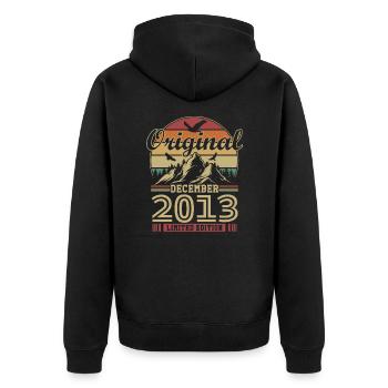 Original December 2013 Vintage Birthday 2013 - Unisex Premium Organic Zip Hoodie - black - Back - Nico (187cm)