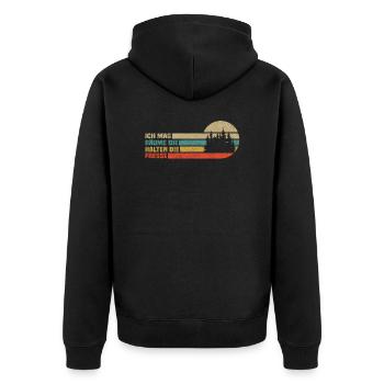 Ich Mag Bäume Die Halten Die Fresse - Unisex Premium Bio Zip Hoodie - Schwarz - Hinten - Nico (187cm)