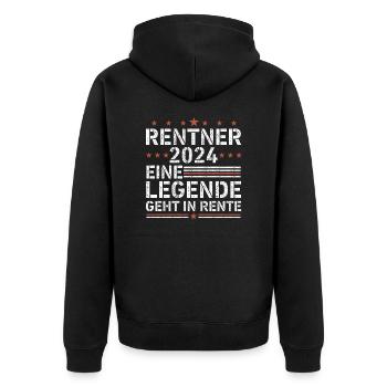 Rentner 2024 eine legende geht in rente - Unisex Premium Bio Zip Hoodie - Schwarz - Hinten - Nico (187cm)