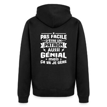 Un patron aussi génial mais ça va je gère - Veste à capuche bio Premium Unisexe - noir - Dos - Nico (187cm)