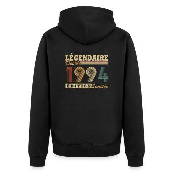 Légendaire depuis 1994 édition limitée - Veste à capuche bio Premium Unisexe - noir - Dos - Nico (187cm)