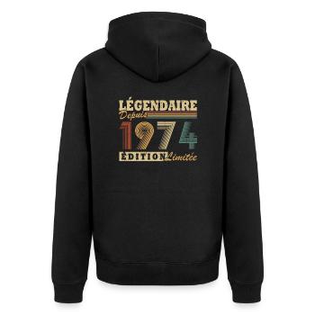 Légendaire depuis 1974 édition limitée - Veste à capuche bio Premium Unisexe - noir - Dos - Nico (187cm)