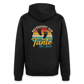 Befördert zur Tante 2024 - Unisex Premium Bio Zip Hoodie - Schwarz - Hinten - Nico (187cm)