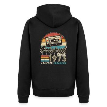 Original Since 1973 Vintage Gift Birthday - Unisex Premium Organic Zip Hoodie - black - Back - Nico (187cm)