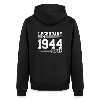 Legendary Since 1944 Vintage Birthday Gift - Unisex Premium Organic Zip Hoodie - black - Back - Nico (187cm)