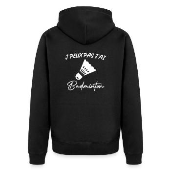 Je Peux Pas J'ai Badminton - Veste à capuche bio Premium Unisexe - noir - Dos - Nico (187cm)