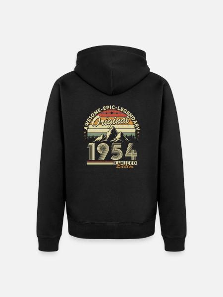 1954 Vintage bursdagsgave 70 år retro - Premium økologisk unisex-hettejakke - svart