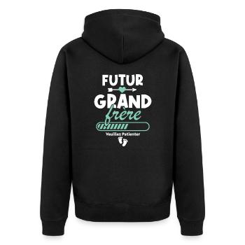 Futur grand frère veuillez patienter - Veste à capuche bio Premium Unisexe - noir - Dos - Nico (187cm)