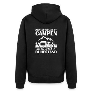 Renter Camping Geschenk - Unisex Premium Bio Zip Hoodie - Schwarz - Hinten - Nico (187cm)