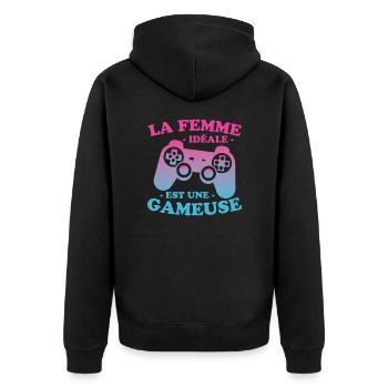 La femme idéale est une gameuse cadeau geek humour - Veste à capuche bio Premium Unisexe - noir - Dos - Nico (187cm)
