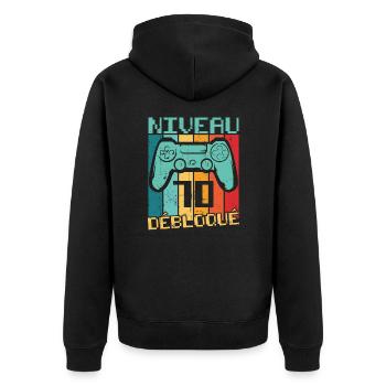 Niveau 70 débloqué Cadeau 70 ans Anniversaire - Veste à capuche bio Premium Unisexe - noir - Dos - Nico (187cm)