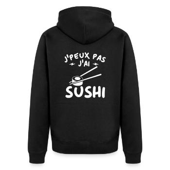 Je peux pas J'ai Sushi humour cadeau - Veste à capuche bio Premium Unisexe - noir - Dos - Nico (187cm)