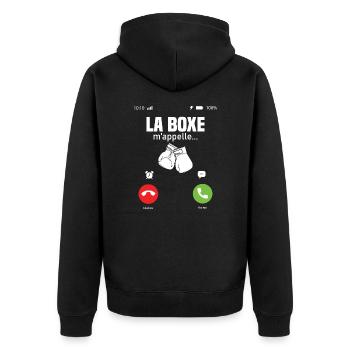 La boxe m appelle / cadeau humour boxeur - Veste à capuche bio Premium Unisexe - noir - Dos - Nico (187cm)