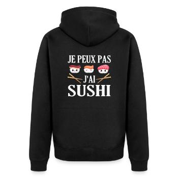 Je peux pas J'ai Sushi humour cadeau - Veste à capuche bio Premium Unisexe - noir - Dos - Nico (187cm)